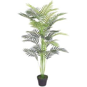 Künstliche Palme Pflanze Kunstpflanze Palmbaum Fächerpalme Deko Zimmerpflanze Kunstbaum künstlich im Kunststofftopf Plastikpflanze 120 cm Decovego
