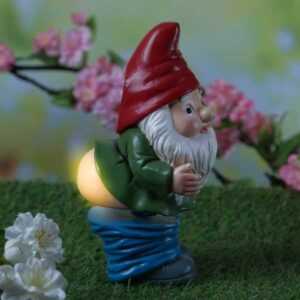 LED Solar Gartenzwerg mit leuchtendem Popo - Gartenfigur Wackelzwer...