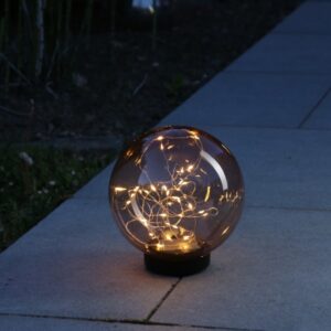 LED Solar Kugellampe - 2in1 - Kunststoff - warmweiße LED Drahtlicht...