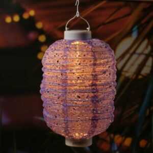 LED Solar Lampion - mit Muster - warmweiße LED - H: 30cm - D: 20cm ...