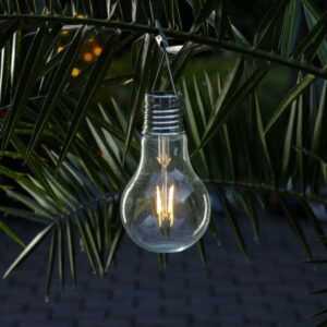 LED Solar XL Glühbirne - warmweißes Filament - H: 18cm - Dämmerungs...