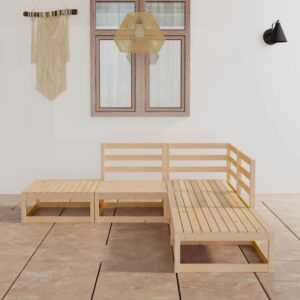 Longziming - 5-tlg. Garten-Lounge-Set Kiefer Massivholz