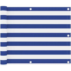Longziming - Balkon-Sichtschutz Weiß und Blau 75x500 cm Oxford-Gewebe