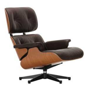 Lounge Chair - American Cherry Version, Masse klassische masse, Lederbezug premium f snow, Untergestell poliert, Gleiter gleiter für teppichböden