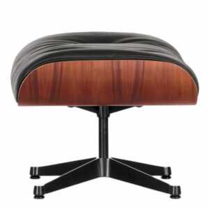 Lounge Chair Ottoman Hocker - Classic Version, Schale nussbaum schwarz pigmentiert, Lederbezug premium f snow, Untergestell poliert, Gleiter basic ...