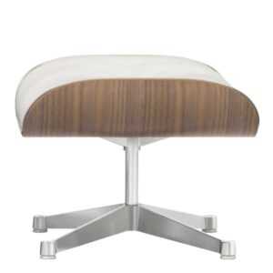 Lounge Chair Ottoman Hocker - White Edition, Lederbezug premium f snow, Gleiter weiss für teppichböden