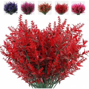 Lycxames - Lila Kunststoffblumen, 8 Stück, künstliche Kunstblumen für den Außenbereich, Kunststoffbüsche für Zuhause, Wohnzimmer, Hochzeit, Balkon,