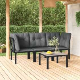 Maisonchic - 4-tlg. Garten-Lounge-Set Gartenmöbel-Set Terrassen-Sitzgruppe Schwarz und Grau Poly Rattan ZDEH16850