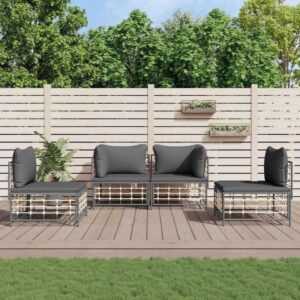 Maisonchic - 4-tlg. Garten-Lounge-Set Gartenmöbel-Set Terrassen-Sitzgruppe mit Kissen Anthrazit Poly Rattan ZDEH24302
