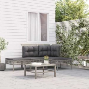 Maisonchic - 4-tlg. Garten-Lounge-Set Gartenmöbel-Set Terrassen-Sitzgruppe mit Kissen Grau Poly Rattan ZDEH51044