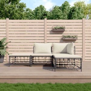 Maisonchic - 4-tlg. Garten-Lounge-Set, Gartenmöbel, Sitzgruppe Gartenset mit Kissen Anthrazit Poly Rattan LLOAQ570088