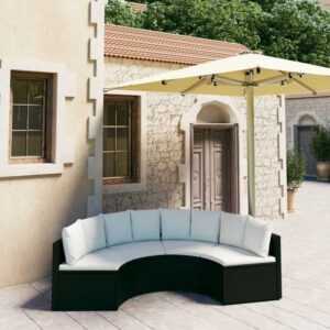 Maisonchic - 4-tlg. Garten-Sofagarnitur Gartenmöbel-Set Sitzgruppe Garten-Lounge-Set mit Auflagen Poly Rattan Schwarz FRJR551537