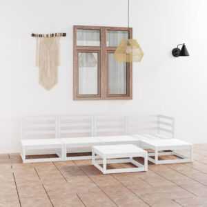 Maisonchic - 6-tlg. Garten-Lounge-Set Gartenmöbel-Set Terrassen-Sitzgruppe Weiß Kiefer Massivholz ZDEH11779
