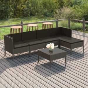 Maisonchic - 6-tlg. Garten-Lounge-Set, Gartenmöbel, Sitzgruppe Gartenset mit Auflagen Poly Rattan Grau LLOAQ284247