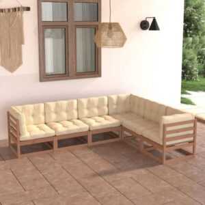 Maisonchic - 6-tlg. Garten-Lounge-Set, Gartenmöbel, Sitzgruppe Gartenset mit Kissen Kiefer Massivholz LLOAQ525520