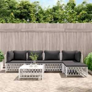 Maisonchic - 6-tlg. Garten-Lounge-Set, Gartenmöbel, Sitzgruppe Gartenset mit Kissen Weiß Stahl LLOAQ359205