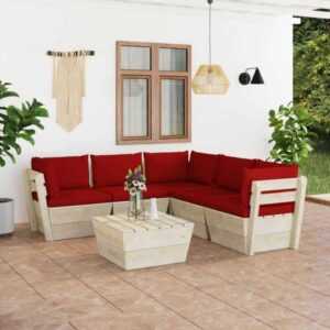 Maisonchic - 6-tlg. Garten-Sofagarnitur aus Paletten, Gartenmöbel-Set, Sitzgruppe Gartenset mit Kissen Fichtenholz LLOAQ191616
