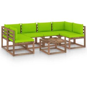 Maisonchic - 7-tlg. Garten-Sofagarnitur Gartenmöbel-Set Sitzgruppe Garten-Lounge-Set aus Paletten mit Kissen Kiefernholz FRJR496284