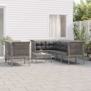 Maisonchic - 8-tlg. Garten-Lounge-Set Gartenmöbel-Set Terrassen-Sitzgruppe mit Kissen Grau Poly Rattan ZDEH80432