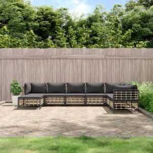 Maisonchic - 8-tlg. Garten-Lounge-Set, Gartenmöbel, Sitzgruppe Gartenset mit Kissen Anthrazit Poly Rattan LLOAQ339049
