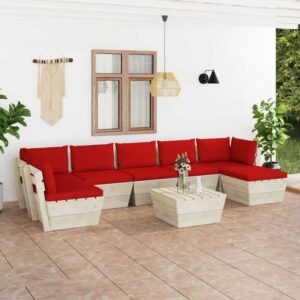 Maisonchic - 8-tlg. Garten-Sofagarnitur Gartenmöbel-Set Sitzgruppe Garten-Lounge-Set aus Paletten mit Kissen Fichtenholz FRJR984836