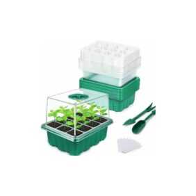 Mini-Gewächshaus für Pflanzen, 10 Stück 120 Zellen, innere Setzlingsschale mit erhöhten Deckeln, Setzlingsschale, langlebige Growbox, 20 Etiketten, 2