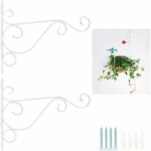 Minkurow - 2 Stück Wandbehang Pflanzenhaken Halter Haken Blumentopf Wandbehang für Dekoration Garten Balkon Laterne Tor Weiß