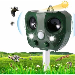 Minkurow - Ultraschall-Tiervertreiber - wasserdichter, solarbetriebener Tiervertreiber - für Garten, Bauernhof, Hof, 5 Modi, Bewegungssensor und