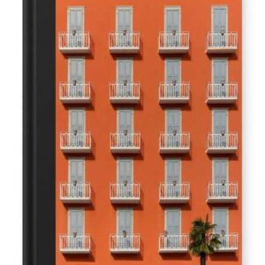 MuchoWow Notizbuch Tür - Balkon - Architektur - Palme - Orange, Journal, Merkzettel, Tagebuch, Notizheft, A5, 98 Seiten, Haushaltsbuch