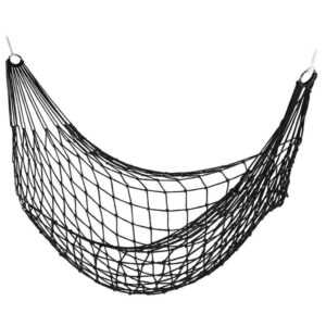Netzhängematte, leichte Outdoor Hängematte für 1 Person, ideal für Camping oder im Garten, bis 120 kg, schwarz - Relaxdays
