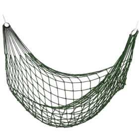 Netzhängemmatte, Garten Hängematte für 1 Person, Camping, leicht, in- & outdoor, zur Aufbewarung, dunkelgrün - Relaxdays