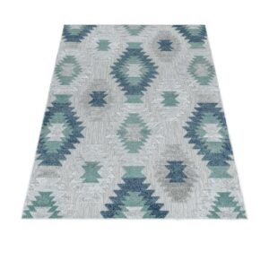 Outdoorteppich Berber-Design, Carpettex, Läufer, Höhe: 10 mm, Outdoor Teppich Blau 3D Boho Design für Küchen Balkon Terrasse Garten