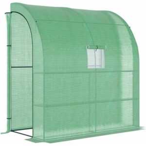 Outsunny - Foliengewächshaus Gewächshaus Treibhaus mit 2 Türen Pflanzenaufzucht UV-Schutz Stahl pe Grün 200 x 100 x 215 cm - Grün