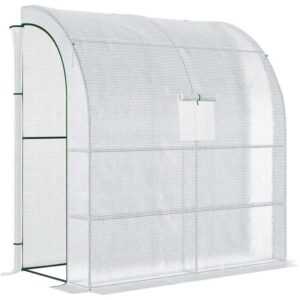 Outsunny - Foliengewächshaus Gewächshaus Treibhaus mit 2 Türen Pflanzenaufzucht UV-Schutz Stahl pe Weiß 200 x 100 x 215 cm - Weiß