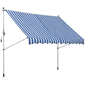 Outsunny Markise Gelenkarmmarkise, Klemmmarkise, Höhenverstellbar Sonnenschutz (1-St) Balkon, Alu, Blau+Weiß, 300 x 150cm