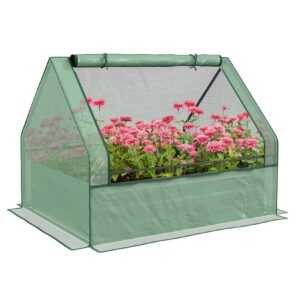 Outsunny Mini Gewächshaus mit Gartenbeet grün 125L x 95B x 92H cm