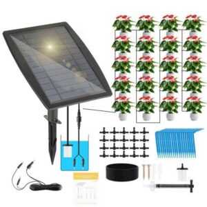 Randaco Solarpumpe Solar Bewässerungssystem Solarpumpe mit 12 Zeitschaltmodi 20m Schlauch
