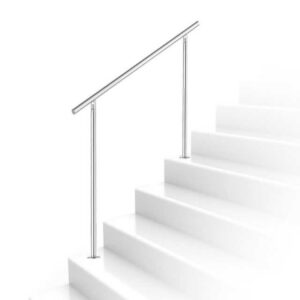 Randaco Treppengeländer Geländer Edelstahl Handlauf 80-180cm Außentreppe 0-5 Querstreben, 100 cm Länge, mit 0 Pfosten, Bodentreppe Pflegeleicht Innen und Außen Brüstung Balkon, für Balkon Garten