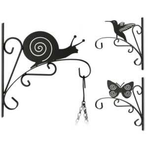 Relaxdays - Blumenhaken mit Tier-Motiv, Blumenampelhalter für Wand, Metall Garten-Deko, hbt: 30 x 27,5 x 2cm, schwarz