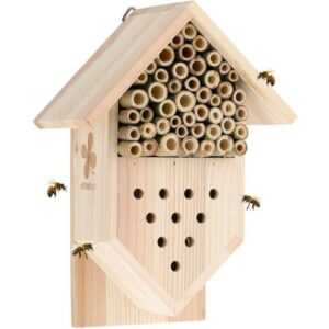 Relaxdays - Insektenhotel Holz, Garten & Balkon, Bienenhotel zum Aufhängen, hbt: 27x19x12,5 cm, Insekten Nisthilfe, natur