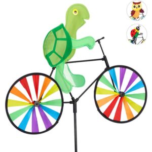 Relaxdays - Windrad Schildkröte, Gartenstecker in tierischem Design, Kinder, Balkon oder Terrasse, 82 cm hoch, mehrfarbig