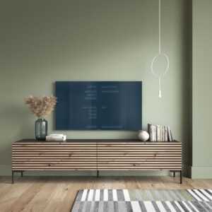 Selsey - lammelo - TV-Möbel 140 cm - Schwarz/Eiche Latten