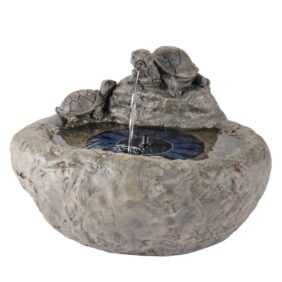 Solar Brunnen - Gartenbrunnen mit Schildkröten - Polyresin - H: 25...