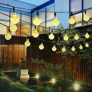 Solar-Lichterkette für den Außenbereich, 50 Stück, wasserdichte LED-Lichterkette für Innen/Außen, Garten, Terrasse, Balkon, Hochzeit, Party