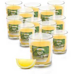 Spetebo - Citronella Duft Kerze im Glas 6 x 5 cm - 12 Stück - Duftlicht mit Zitronen Aroma - Garten Balkon Camping Bistro Licht