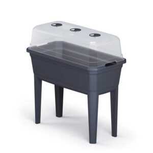 Spetebo Hochbeet Kunststoff Hochbeet mit Treibhaus-Deckel - 78x75cm (Packung, 1 tlg), Anzucht Gewächshaus auf Beinen