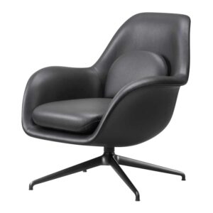 Swoon Lounge Petit Chair 1776 Drehsessel, Bezug leder omni - 320 dark clay, Untergestell aluminium poliert