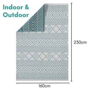 Teppich MY-RUG Wendbarer Outdoor-Teppich "Juniper" 230X160 cm, türkis, Wohnando, rechteckig, Höhe: 8 mm, robust, Teppich für Terrasse oder Balkon