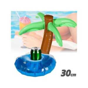 Trade Shop Traesio - aufblasbare getränkehalterinsel mit schwimmendem palmen-schwimmbad-dosenhalter 30 cm