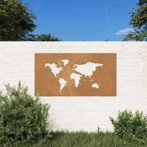 Vidaxl - Garten-Wanddeko 105x55 cm Cortenstahl Weltkarten-Design Braun